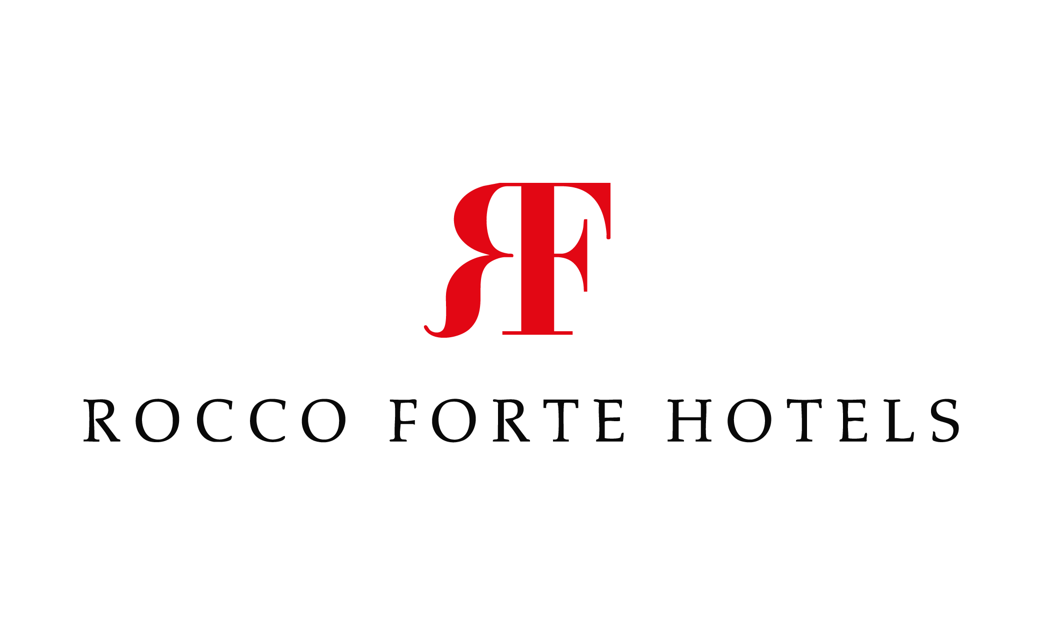 Rocco Forte Hotels logo with a dark blue background